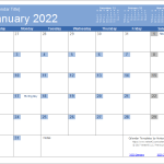 2022 2022 Word Calendar Template Fillable