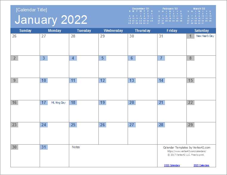 2022 2022 Word Calendar Template Fillable