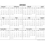 2022 Fillable Blank Yearly Calendar Template