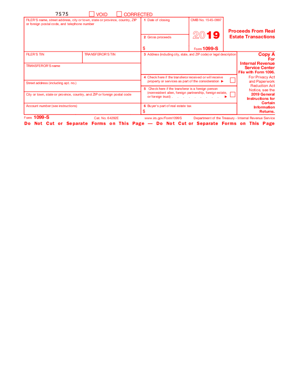 2022 Fillable Substitute Form 1099 S