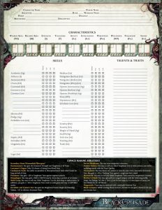 Black CrUSade Fillable Character Sheet - Fillable Form 2023