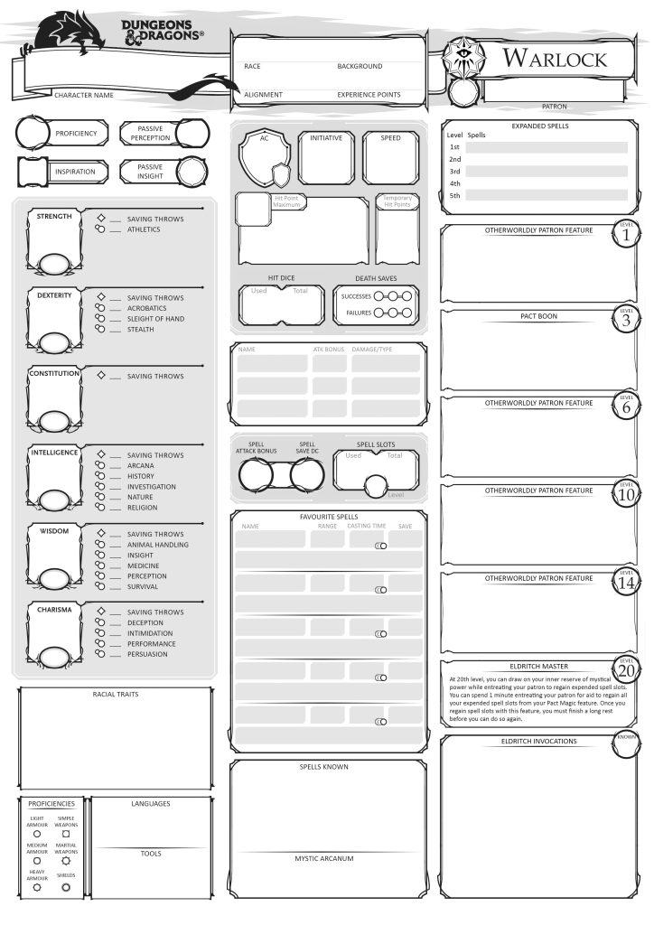 D And D Character Sheet Fillable 5e