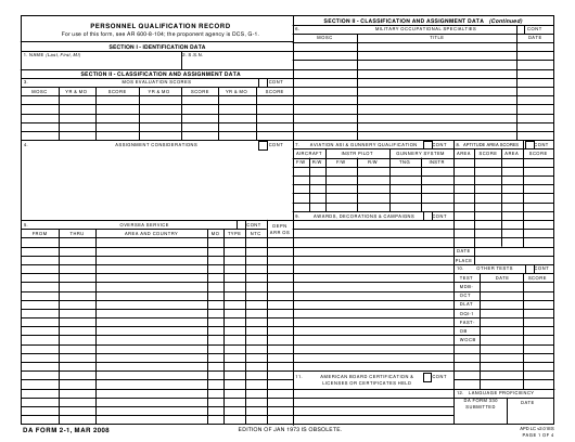 Da Form 2 1 Fillable