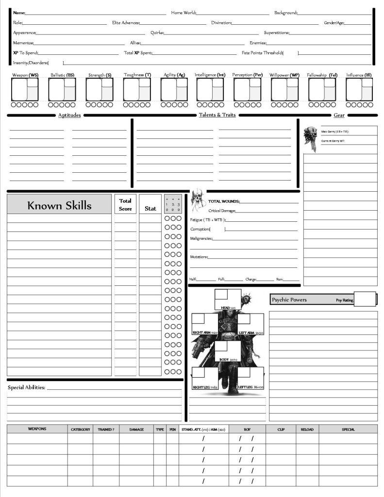 Dark Heresy 2e Fillable Character Sheet