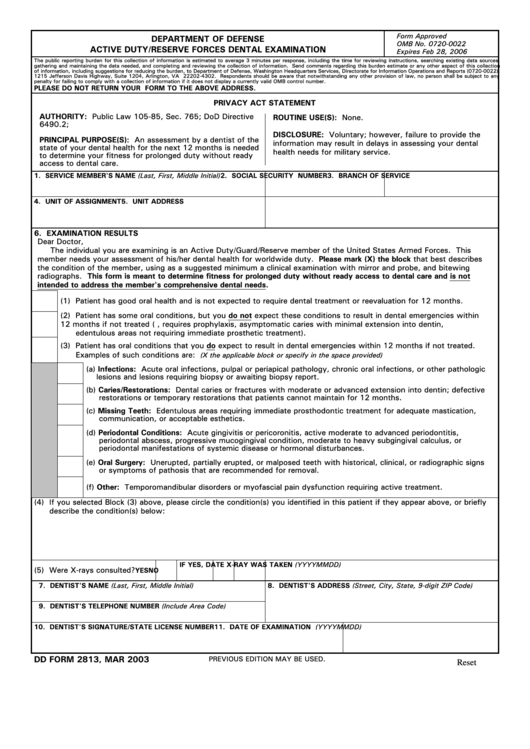 Dd Form 2813 PDF Fillable