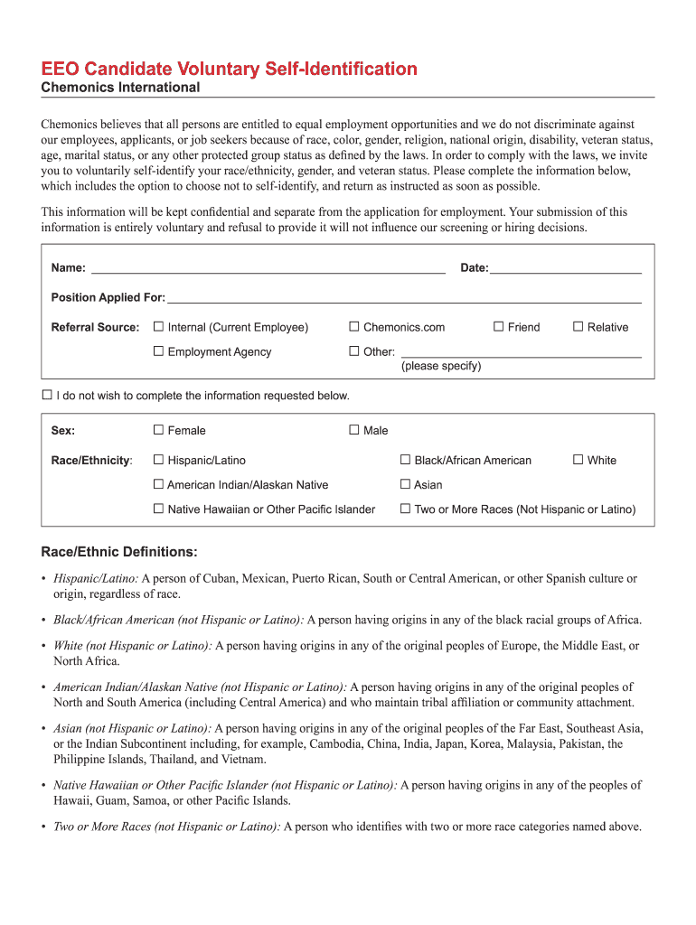 Eeo Self Identification Form 2022 Fillable