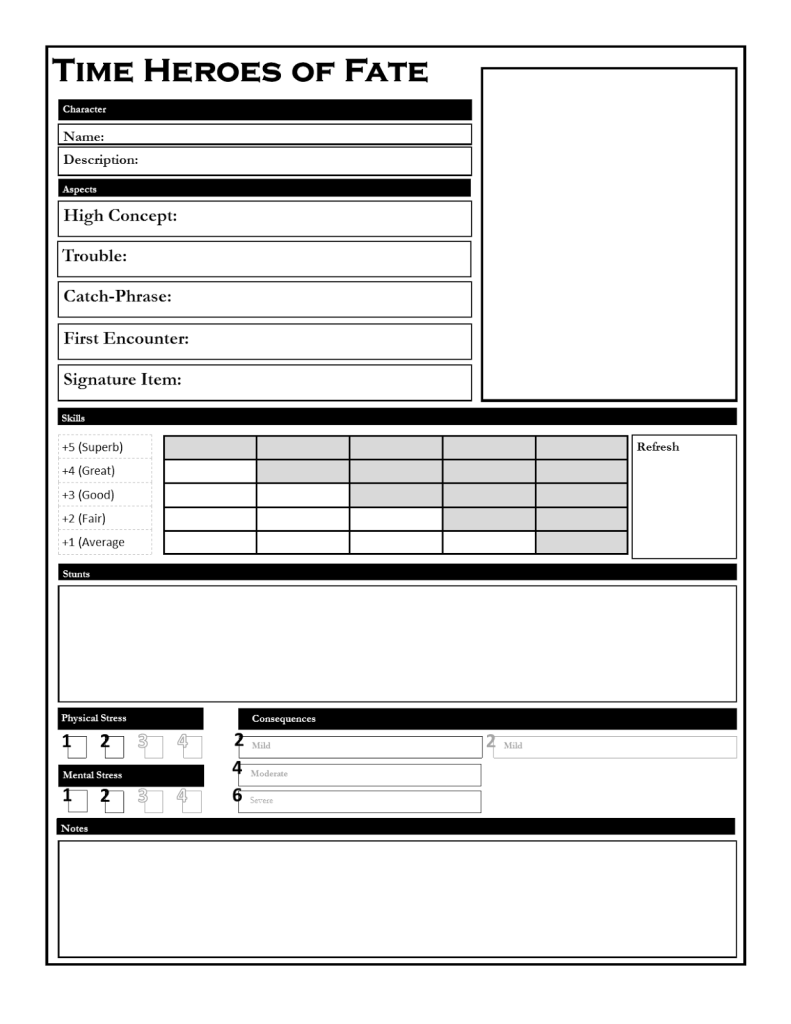 Fate Core Character Sheet Fillable