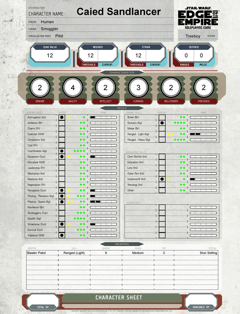 Ffg Star Wars Fillable Character Sheet