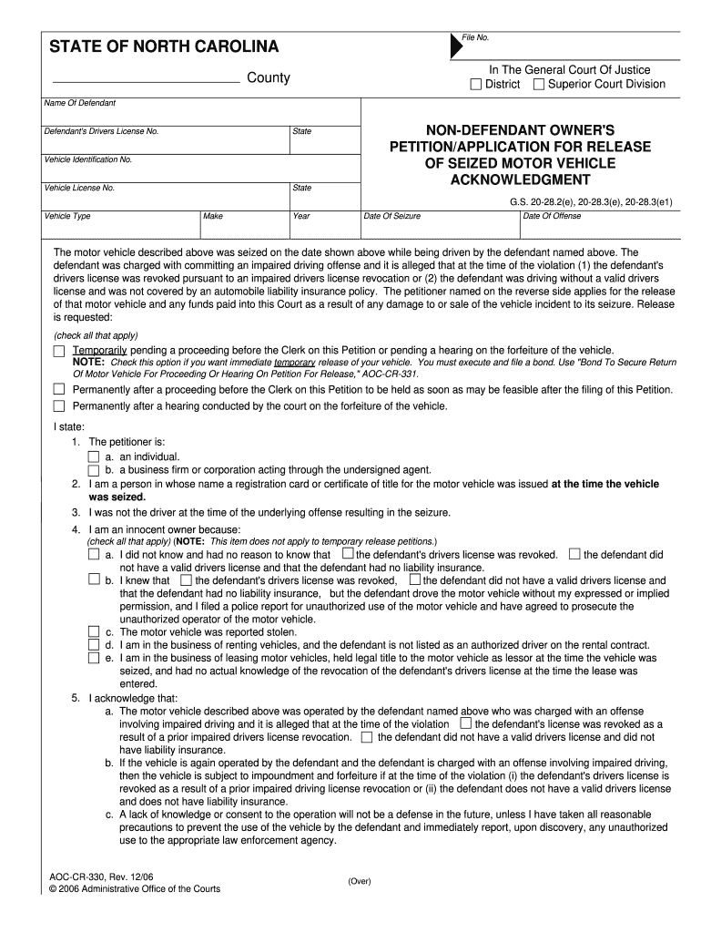 Fillable Online Nccourts State Of North Carolina