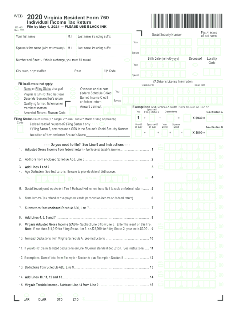 Fillable Va Tax Form 760 2022 Fillable Form 2023