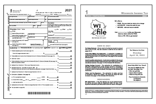 2022 Wisconsin Tax Form 1 Fillable