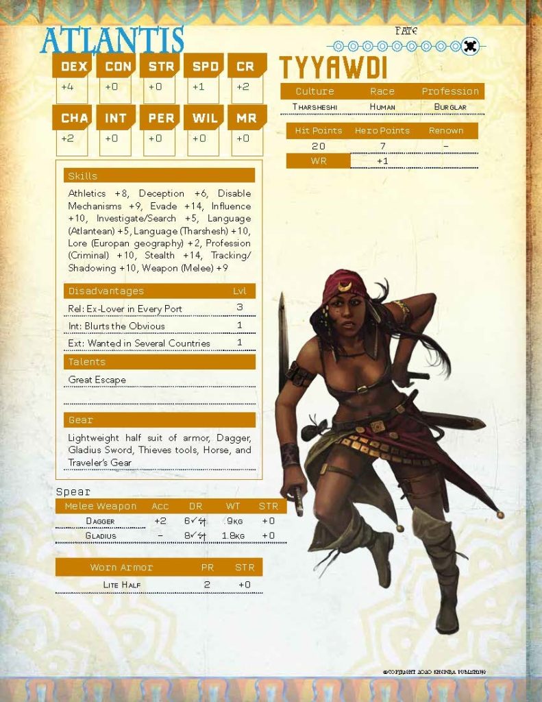 Atlantis Second Age Fillable Character Sheet