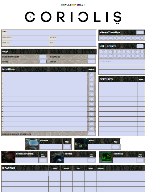 Blue Planet Rpg Fillable Character Sheet