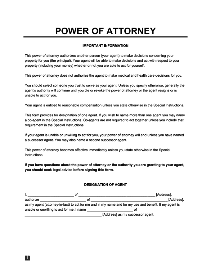 Can I Print A Power Of Attorney Form