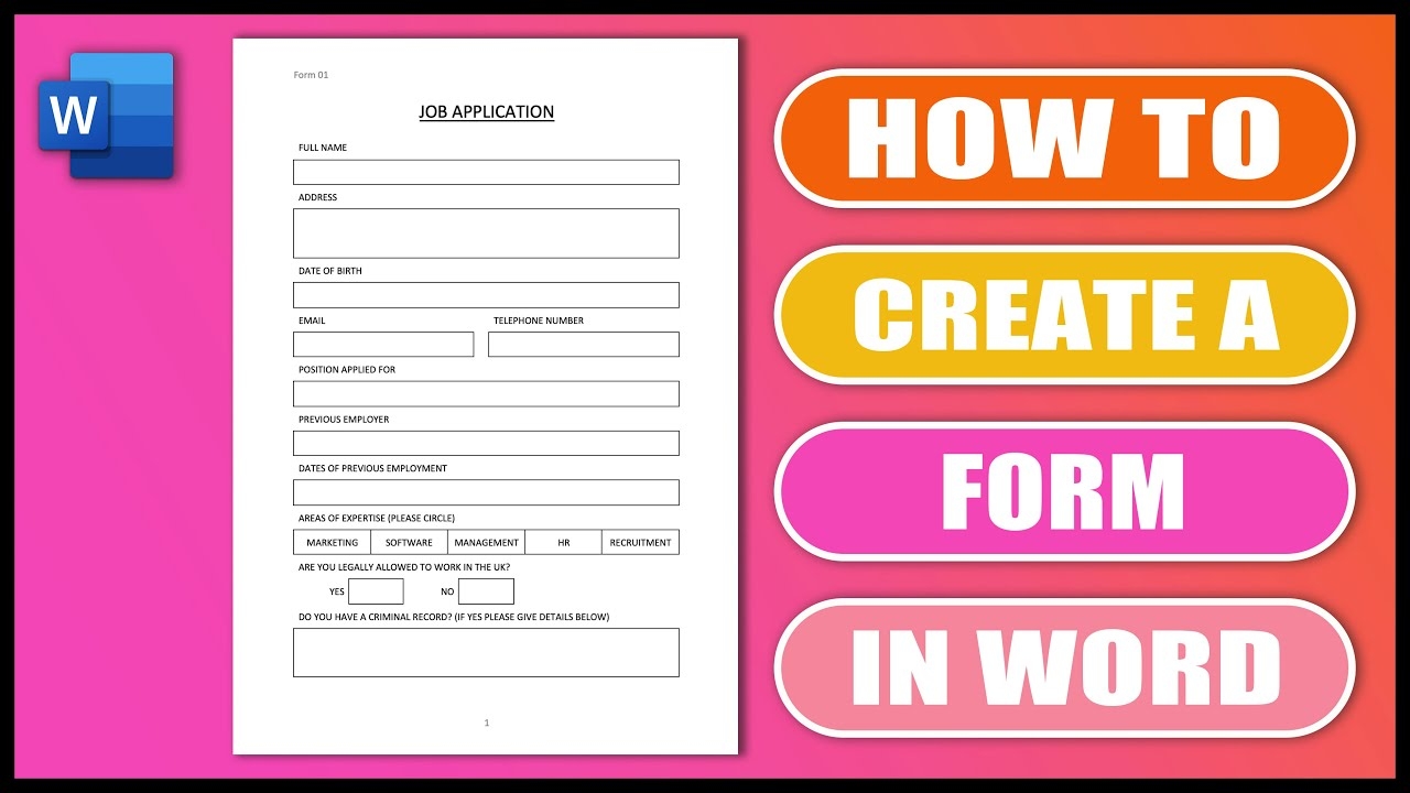 Create A Printable Form In Word