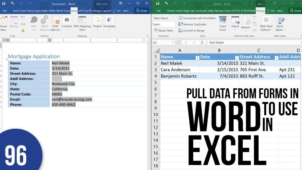 Export Data From Word Form To Excel