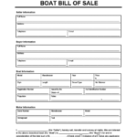 Fillable Boat Bill Of Sale Template United States