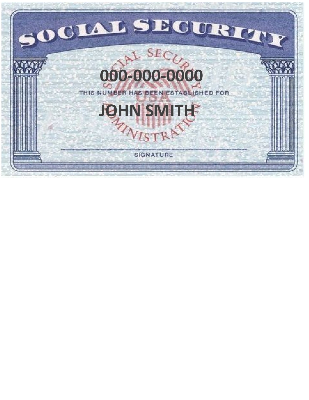 Fillable Fake Social Security Card Template