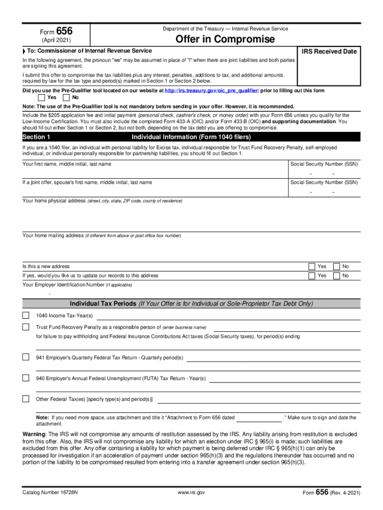 Fillable Irs Form 656 & 433 A