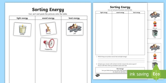 Forms Of Energy Worksheet Free