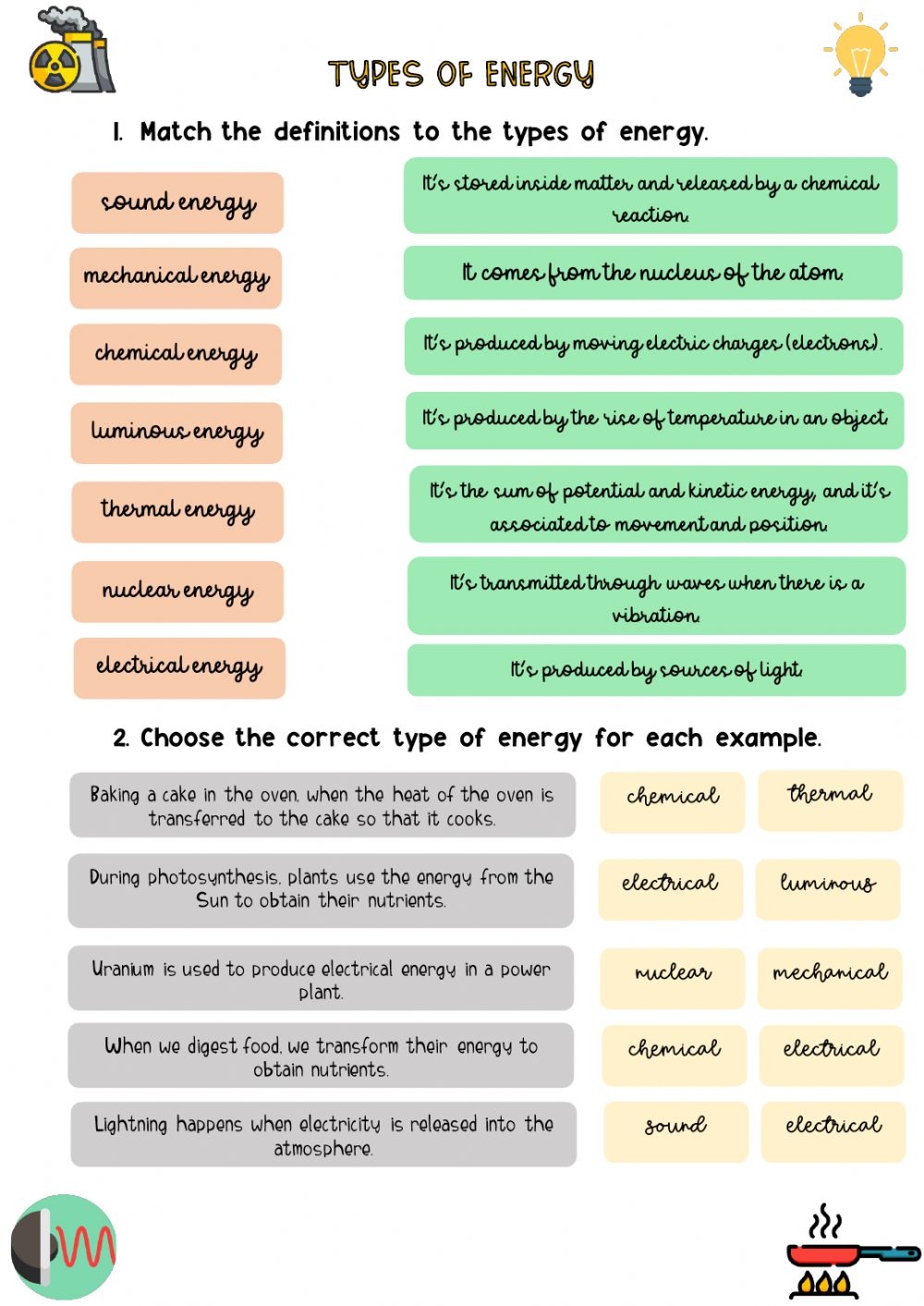 Forms Of Energy Worksheet With Answers