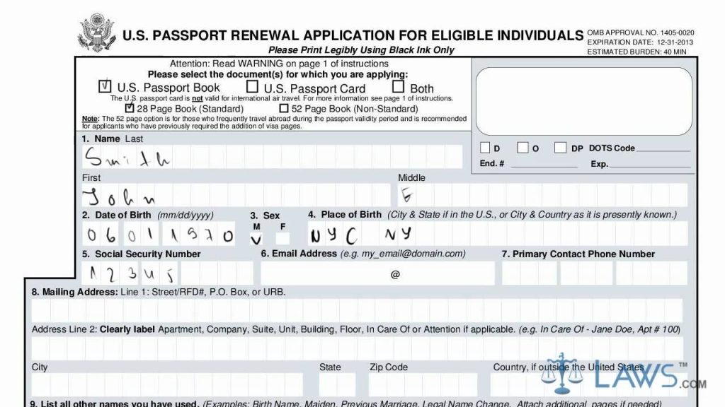 Forms To Fill Out For Passport