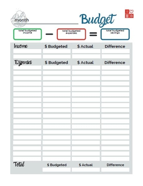 Free Budget Forms To Print Out