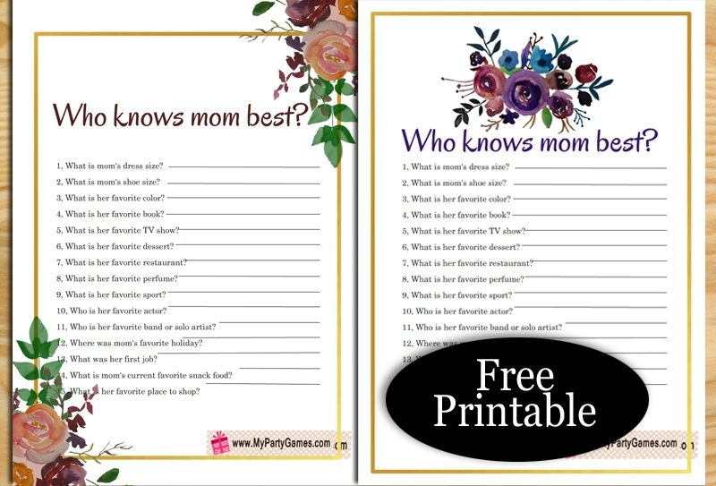 Free Printable Mothers Day Games