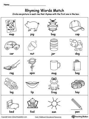 Free Printable Rhyming Words Worksheets