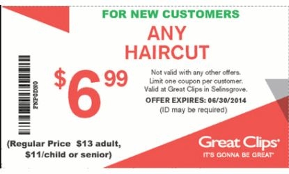 Great Clips Free Coupons Printable