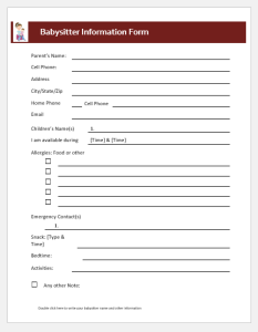 Printable Babysitter Form For Parents - Fillable Form 2024