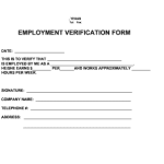 Printable Blank Employment Verification Form