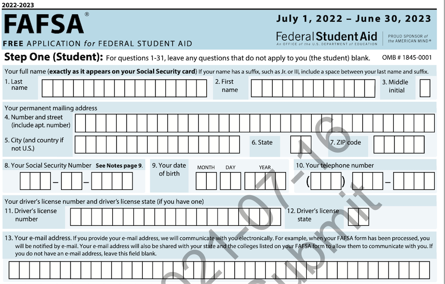 Printable Blank Fafsa Form Fillable Form 2024