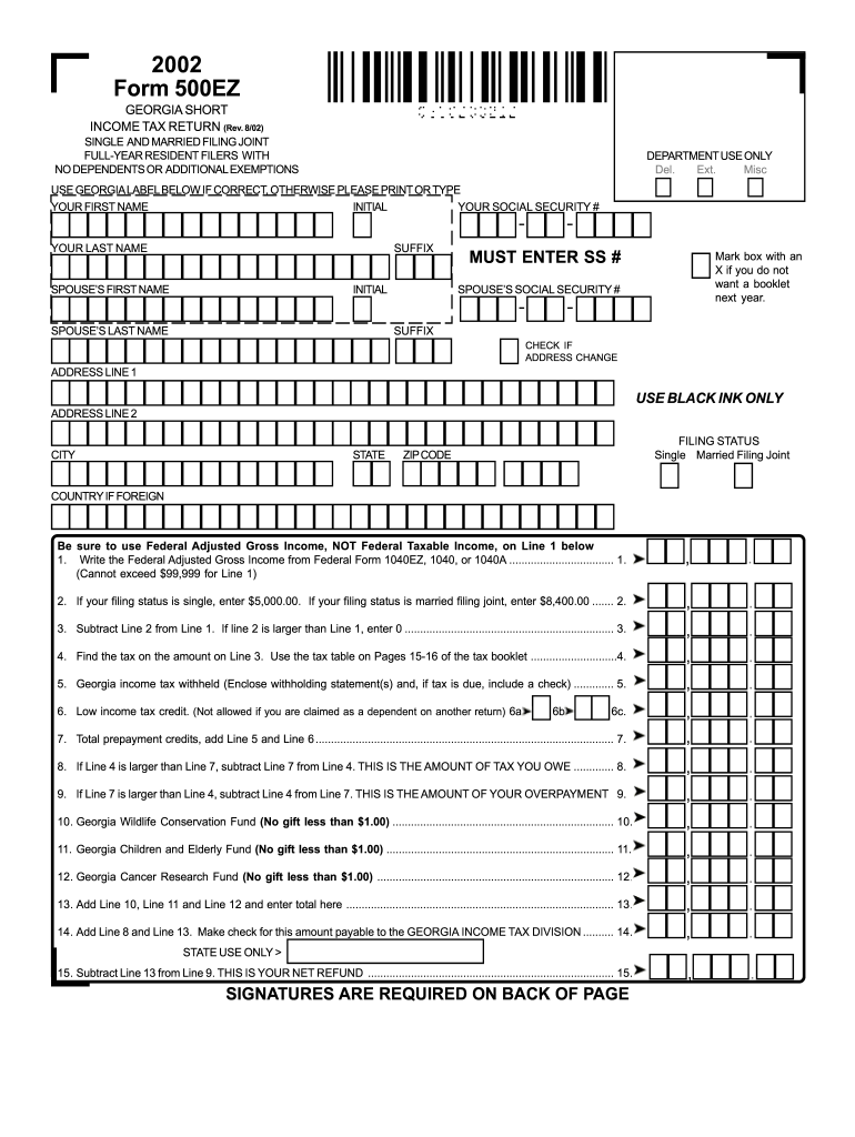 Printable Blank Georgia Form 500