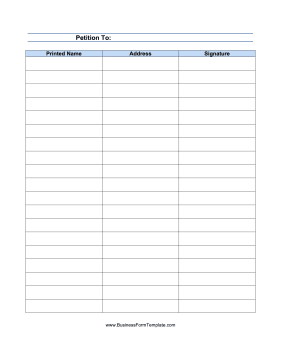 Printable Blank Petition Form