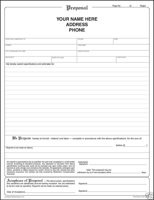 Printable Blank Proposal Forms
