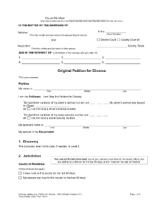 Printable Divorce Petition Form - Fillable Form 2024
