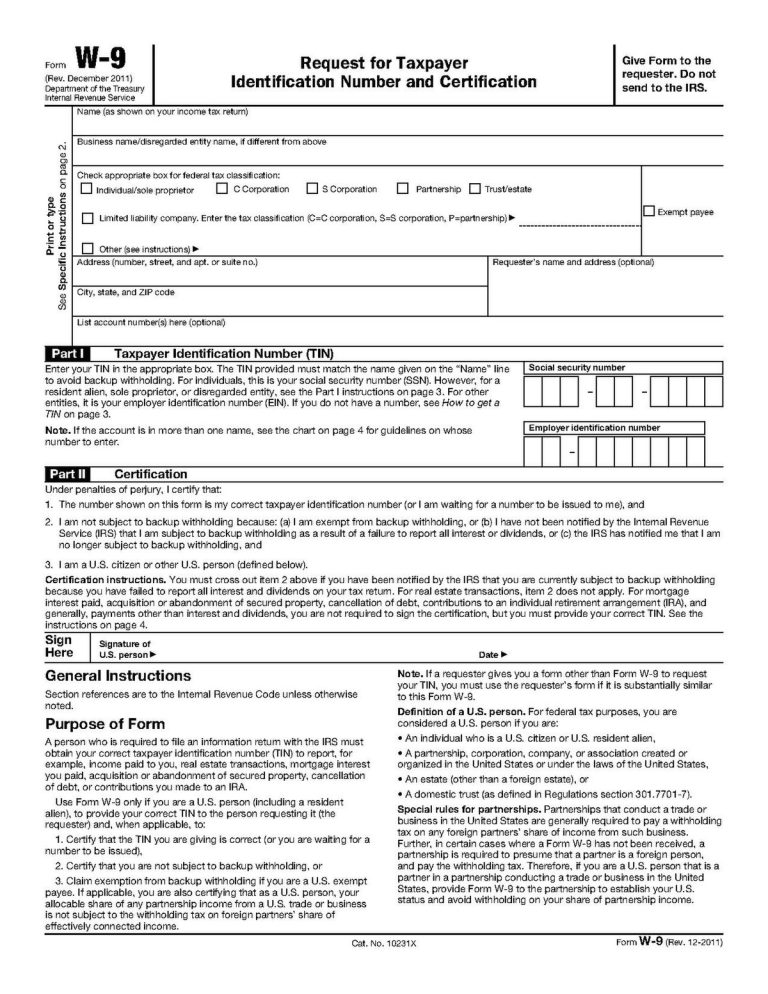 Printable Form W9 Fillable Form 2023