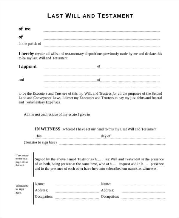 Printable Free Will Forms