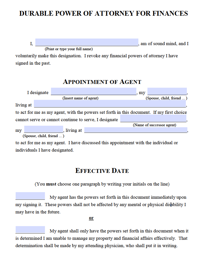 Printable Power Of Attorney Form Michigan