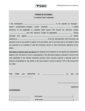 Printable Power Of Attorney Form South Africa