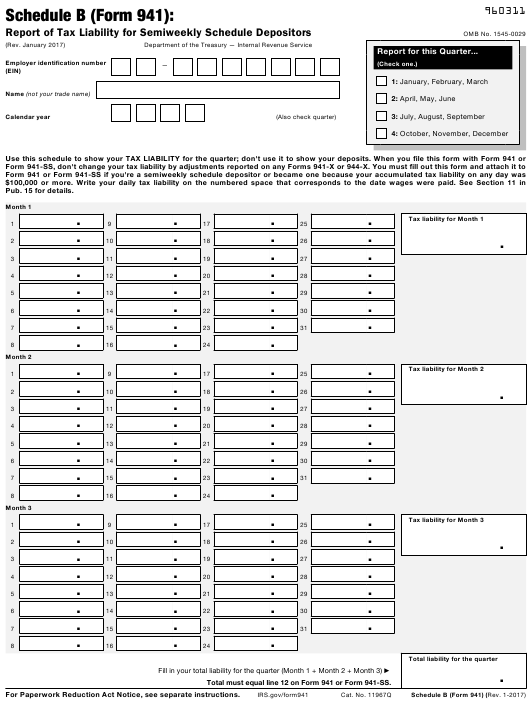 Printable Schedule B Form 941 Fillable Form 2023