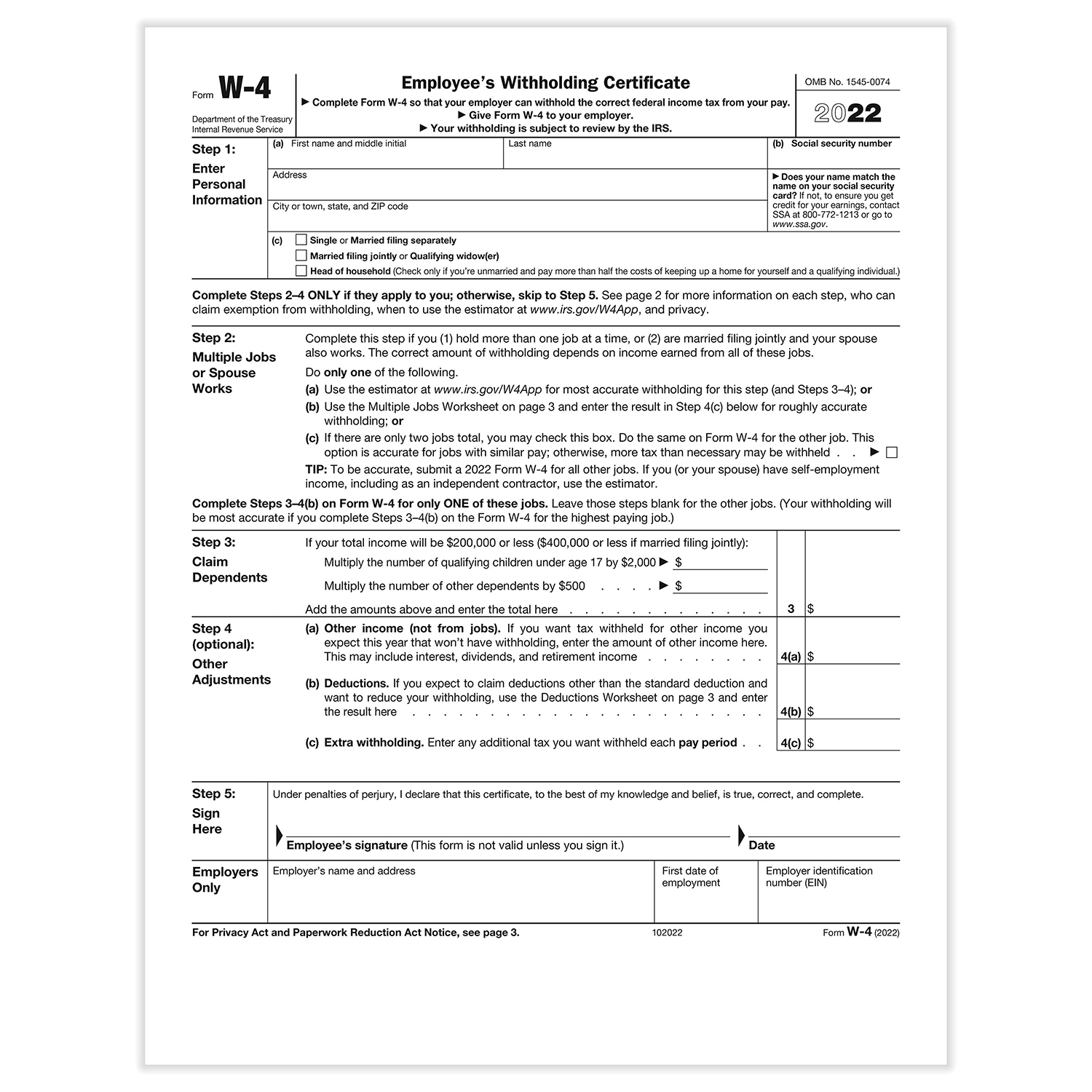 2023 IRS W 4 Form HRdirect