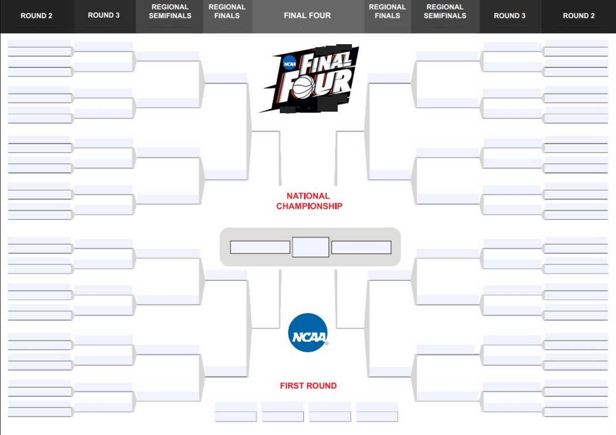 Fillable March Madness Bracket To Write In NCAA Tournament Games