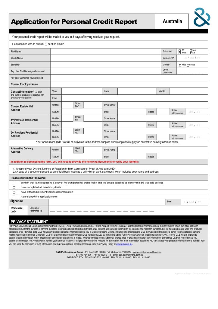 Annual Credit Report Request Form Fillable PDF