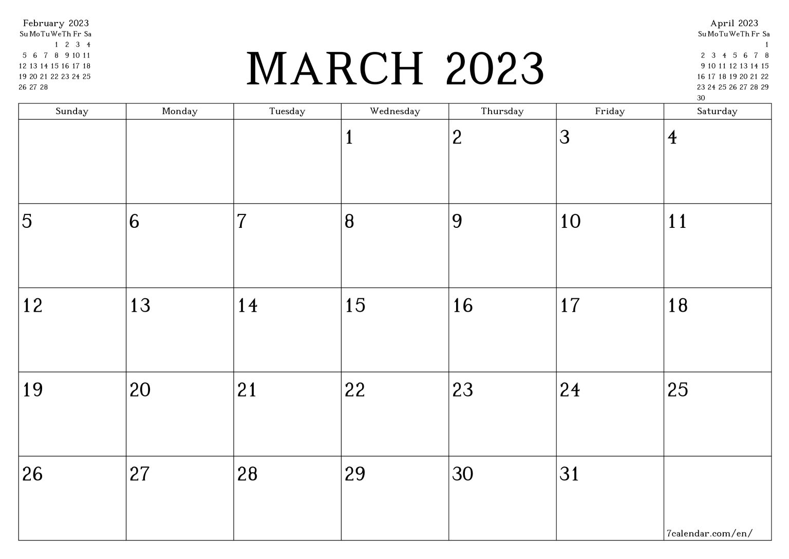March 2023 Free Printable Calendars And Planners PDF Templates