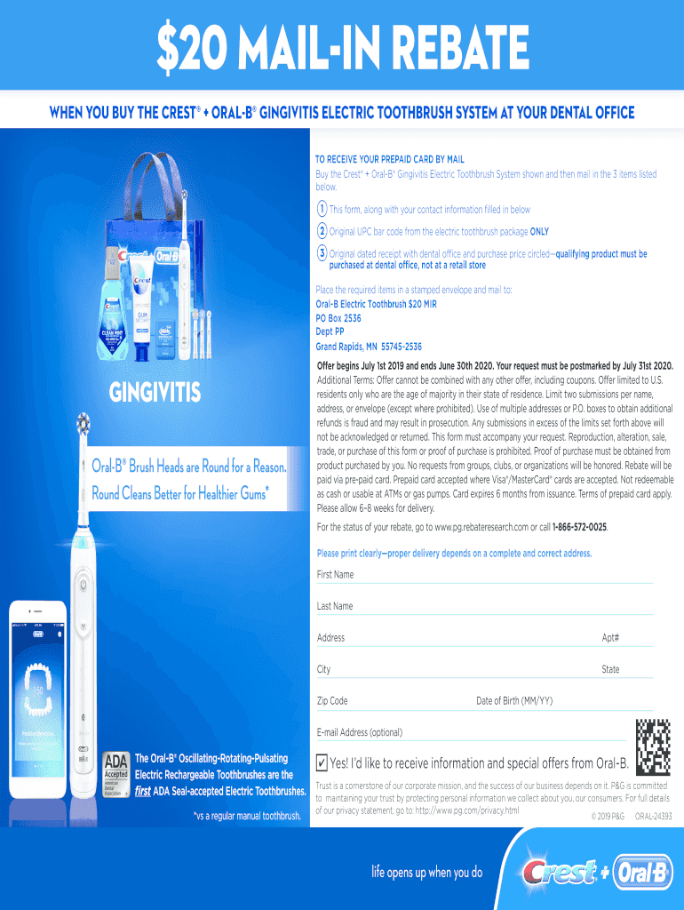 Oral B Rebate Form 2020 Fill Out Sign Online DocHub