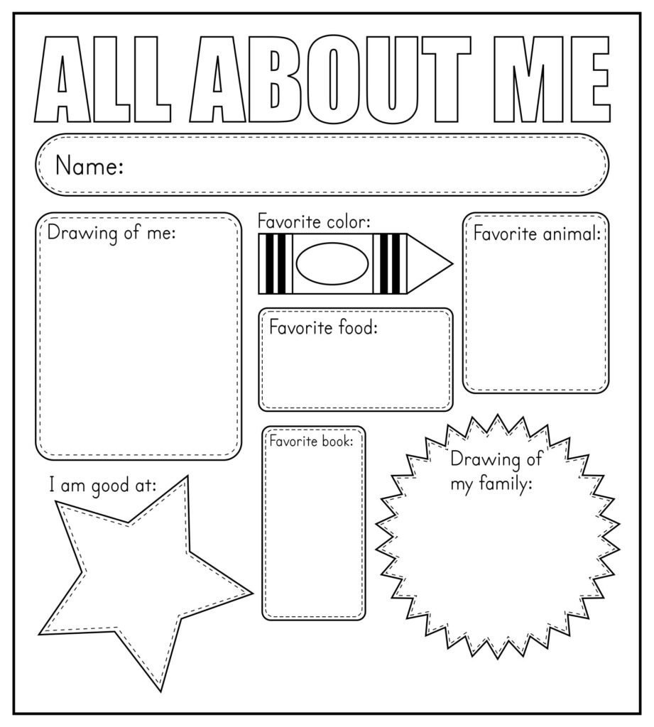 Template All About Me Book Preschool Printable