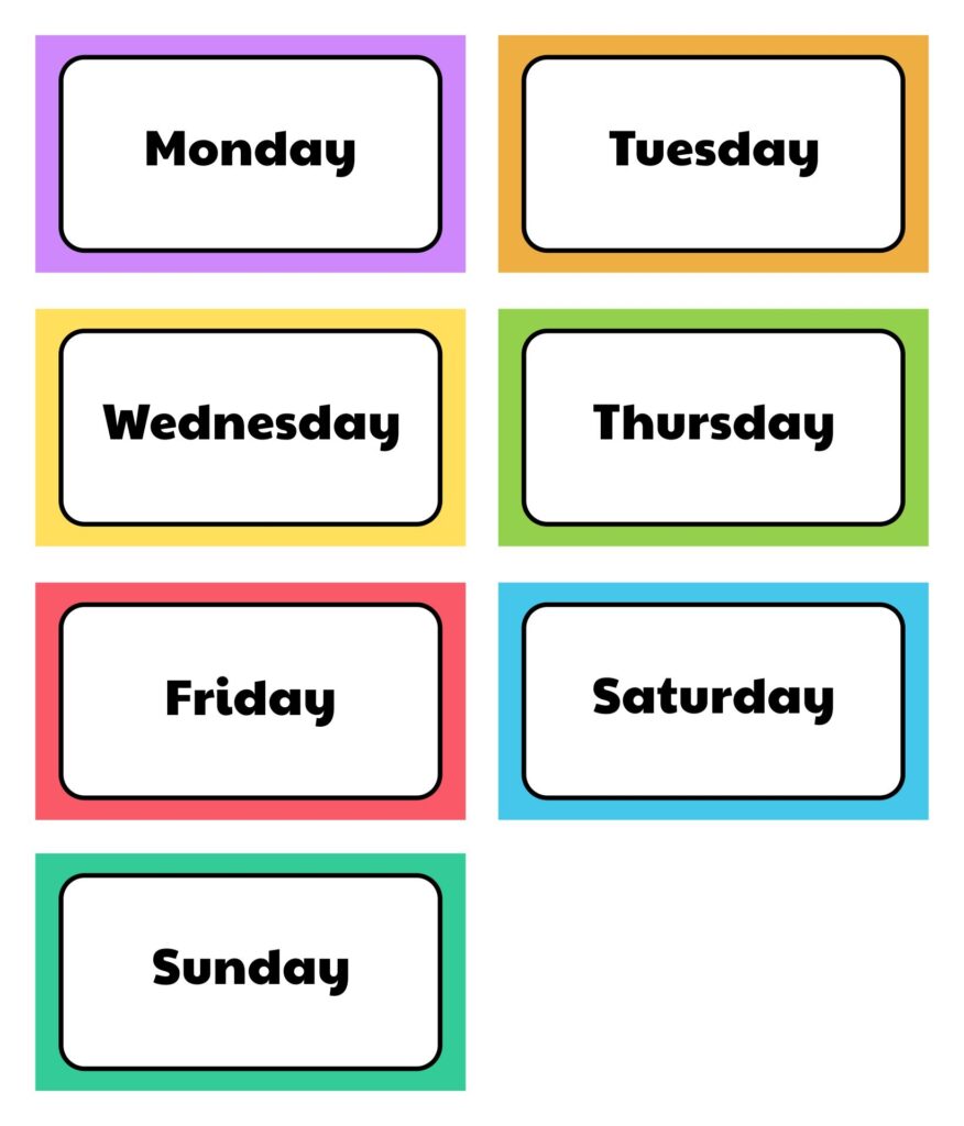 Days Of The Week Template Printable