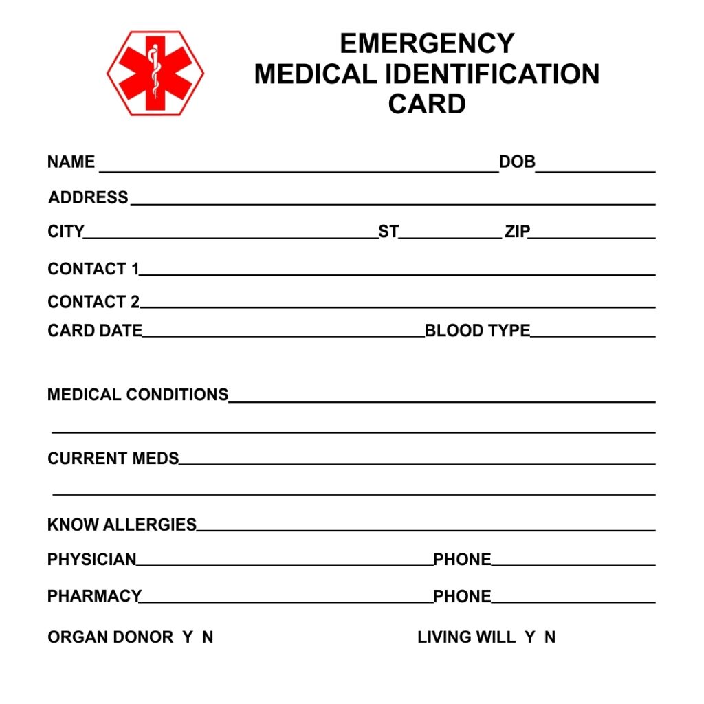 Printable Medical Card Template